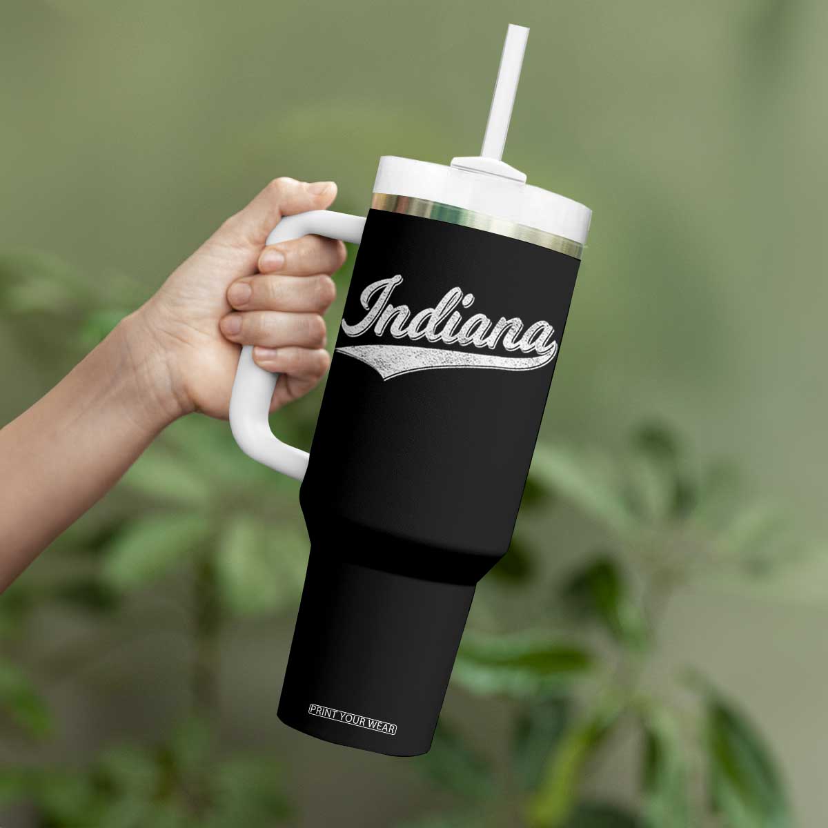 Vintage Indiana Retro Throwback Distressed Tumbler With Handle Retro Classic IN State Pride TS02 Print Your Wear