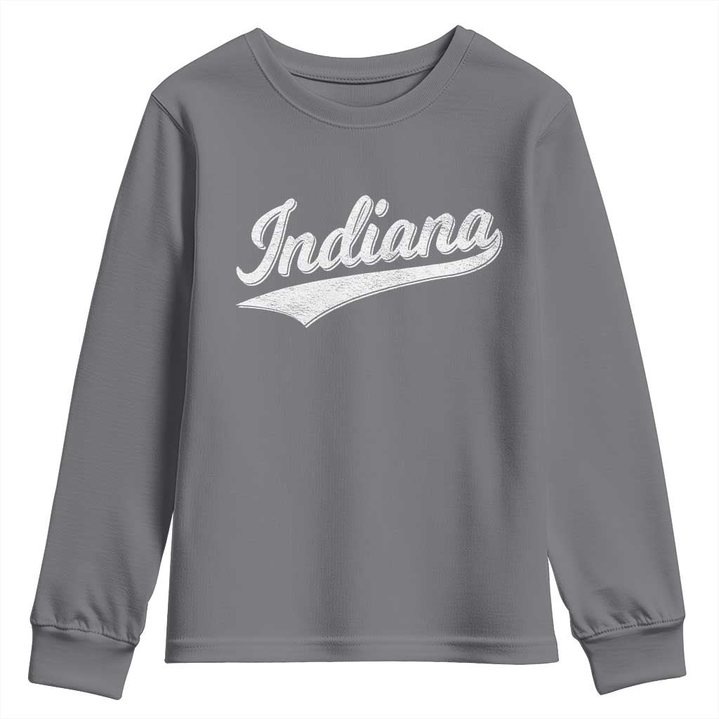Vintage Indiana Retro Throwback Distressed Youth Sweatshirt Retro Classic IN State Pride TS02 Charcoal Print Your Wear
