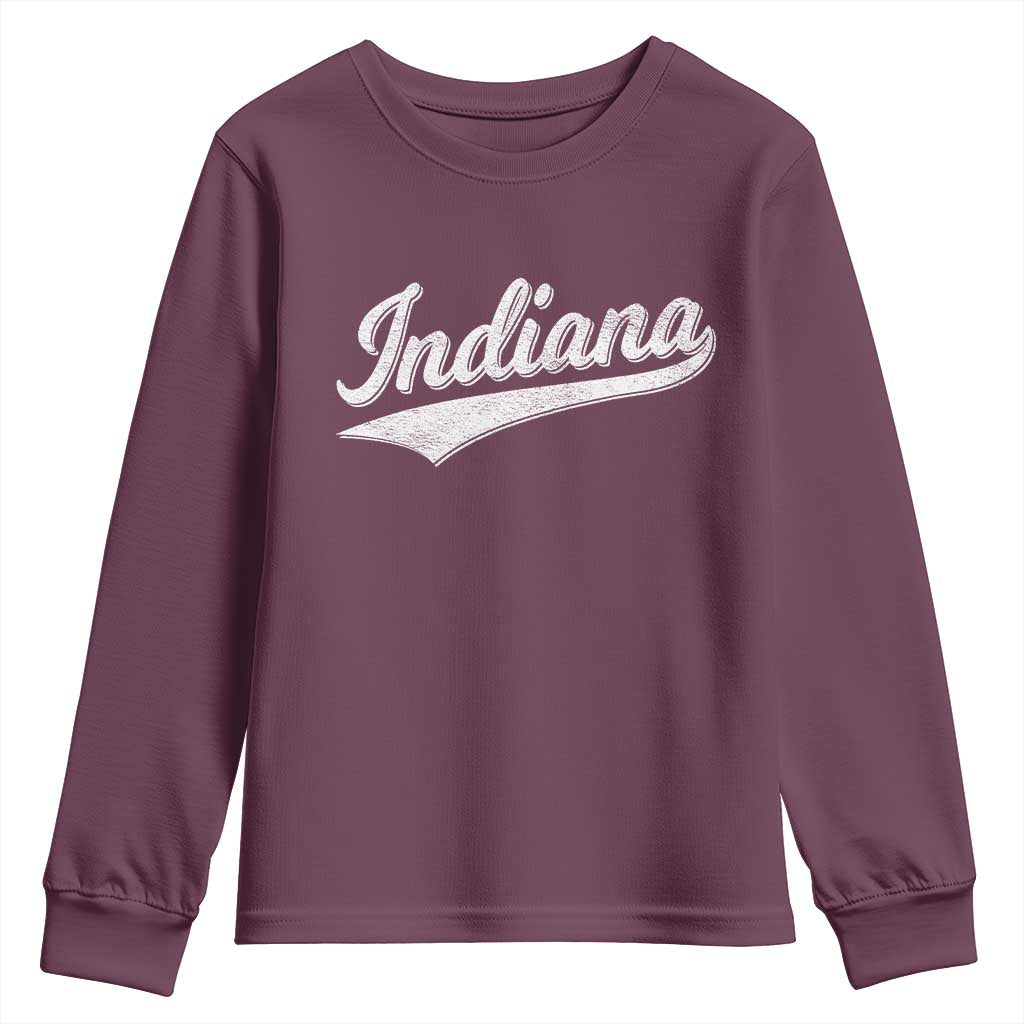 Vintage Indiana Retro Throwback Distressed Youth Sweatshirt Retro Classic IN State Pride TS02 Maroon Print Your Wear