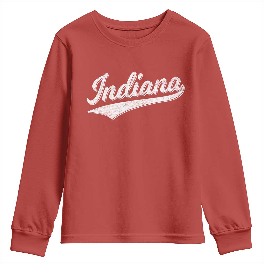Vintage Indiana Retro Throwback Distressed Youth Sweatshirt Retro Classic IN State Pride TS02 Red Print Your Wear