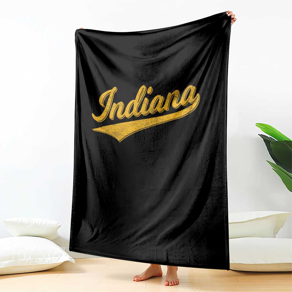 Vintage Indiana Retro Yellow Throwback Distressed Throw Blanket Retro Classic IN State Pride TS02 Print Your Wear