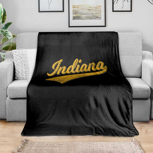 Vintage Indiana Retro Yellow Throwback Distressed Throw Blanket Retro Classic IN State Pride TS02 Print Your Wear