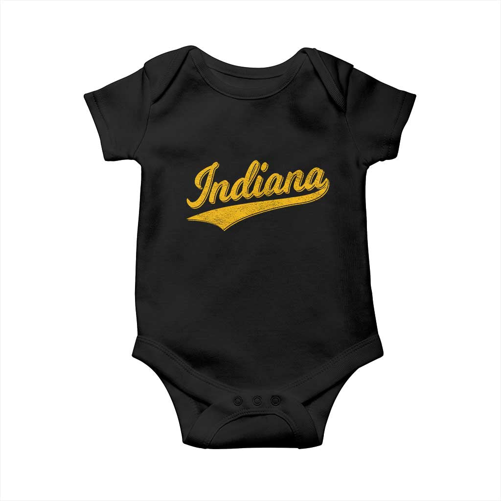 Vintage Indiana Retro Yellow Throwback Distressed Baby Onesie Retro Classic IN State Pride TS02 Black Print Your Wear