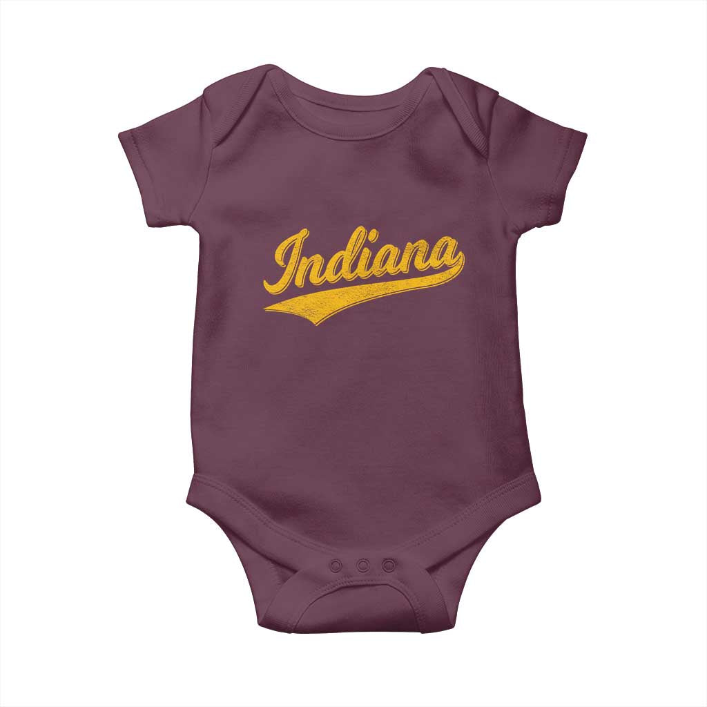 Vintage Indiana Retro Yellow Throwback Distressed Baby Onesie Retro Classic IN State Pride TS02 Maroon Print Your Wear
