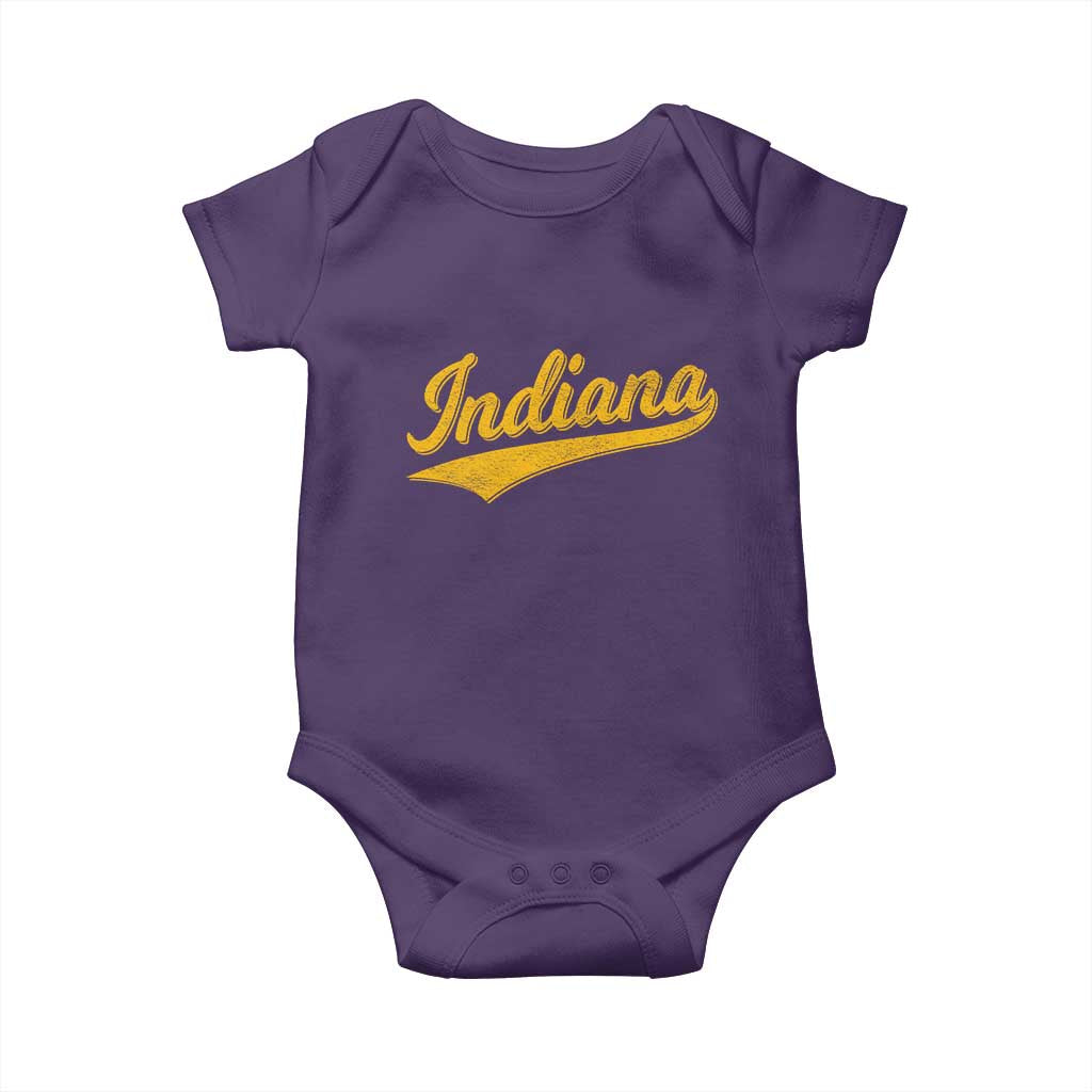 Vintage Indiana Retro Yellow Throwback Distressed Baby Onesie Retro Classic IN State Pride TS02 Purple Print Your Wear