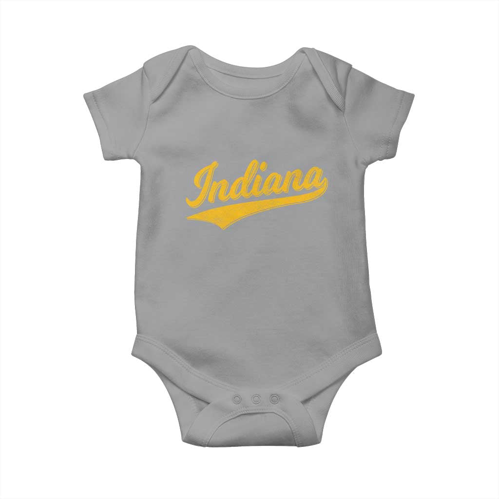 Vintage Indiana Retro Yellow Throwback Distressed Baby Onesie Retro Classic IN State Pride TS02 Sport Gray Print Your Wear