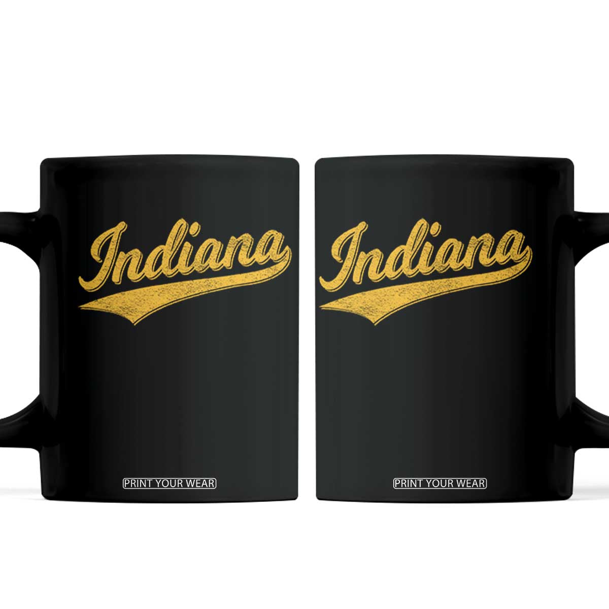 Vintage Indiana Retro Yellow Throwback Distressed Coffee Mug Retro Classic IN State Pride TS02 Black Print Your Wear