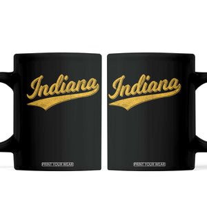 Vintage Indiana Retro Yellow Throwback Distressed Coffee Mug Retro Classic IN State Pride TS02 Black Print Your Wear