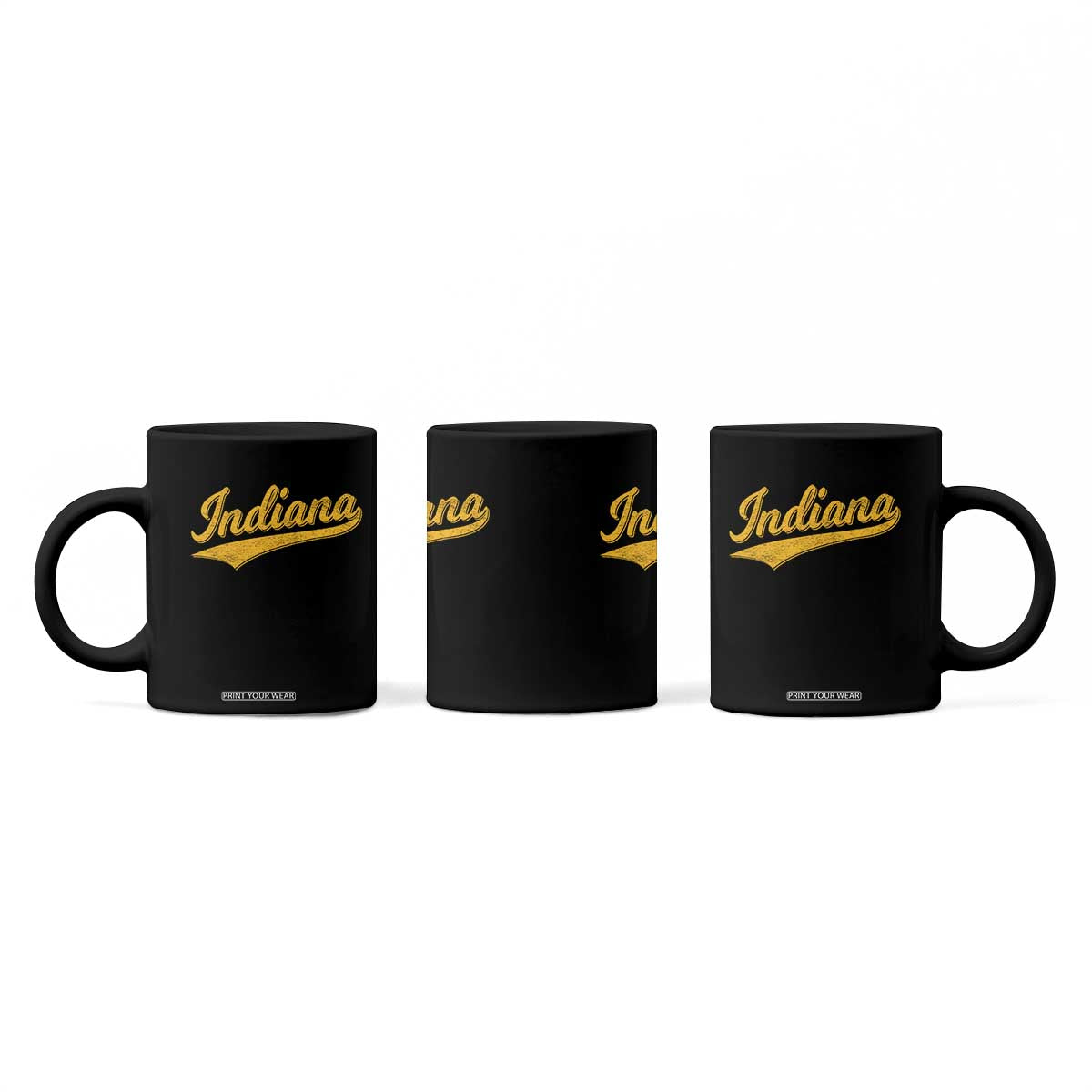 Vintage Indiana Retro Yellow Throwback Distressed Coffee Mug Retro Classic IN State Pride TS02 Print Your Wear