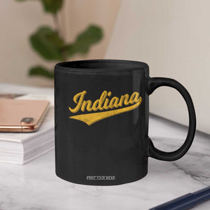 Vintage Indiana Retro Yellow Throwback Distressed Coffee Mug Retro Classic IN State Pride TS02 Print Your Wear