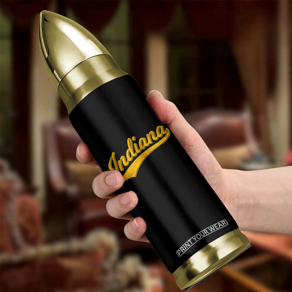 Vintage Indiana Retro Yellow Throwback Distressed Bullet Tumbler Retro Classic IN State Pride TS02 Print Your Wear