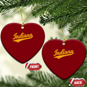 Vintage Indiana Retro Yellow Throwback Distressed Ceramic Ornament Retro Classic IN State Pride TS02 Print Your Wear