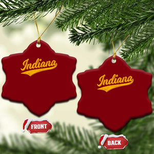 Vintage Indiana Retro Yellow Throwback Distressed Ceramic Ornament Retro Classic IN State Pride TS02 Print Your Wear