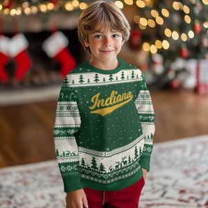 Vintage Indiana Retro Yellow Throwback Distressed Ugly Christmas Sweater Retro Classic IN State Pride TS02 Forest Green Beige Print Your Wear
