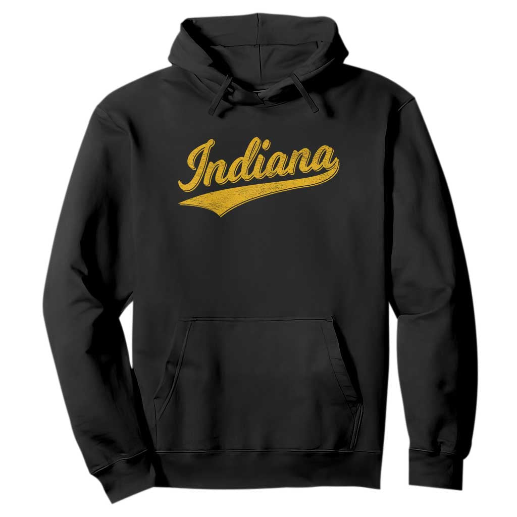 Vintage Indiana Retro Yellow Throwback Distressed Hoodie Retro Classic IN State Pride TS02 Black Print Your Wear