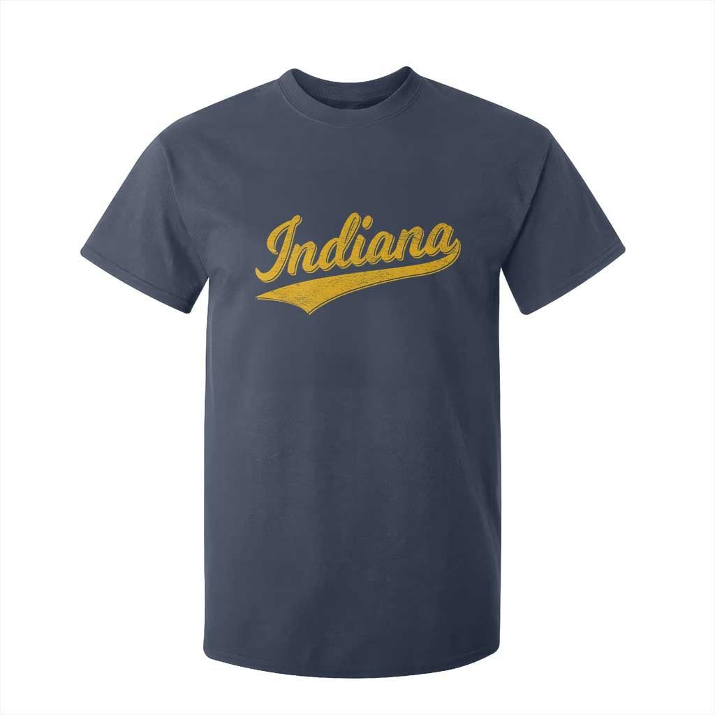 Vintage Indiana Retro Yellow Throwback Distressed T Shirt For Kid Retro Classic IN State Pride TS02 Navy Print Your Wear