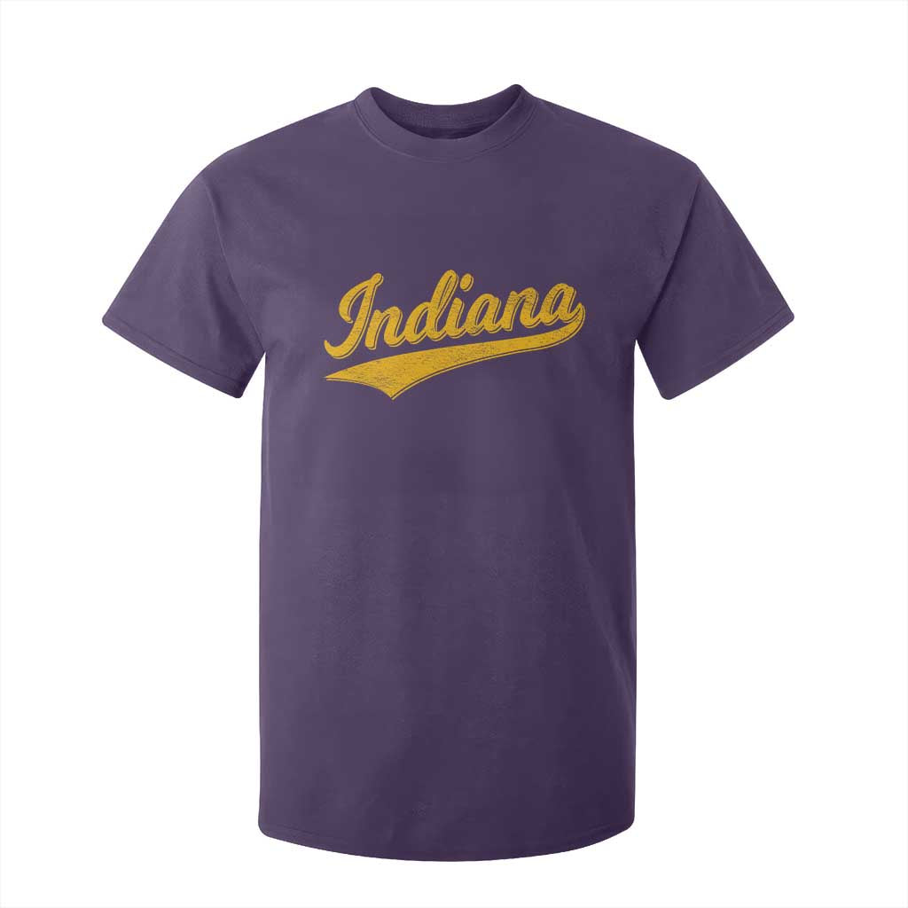 Vintage Indiana Retro Yellow Throwback Distressed T Shirt For Kid Retro Classic IN State Pride TS02 Purple Print Your Wear