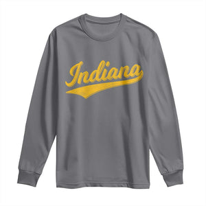 Vintage Indiana Retro Yellow Throwback Distressed Long Sleeve Shirt Retro Classic IN State Pride TS02 Charcoal Print Your Wear