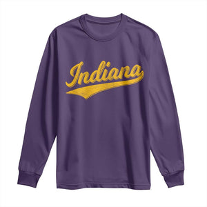 Vintage Indiana Retro Yellow Throwback Distressed Long Sleeve Shirt Retro Classic IN State Pride TS02 Purple Print Your Wear
