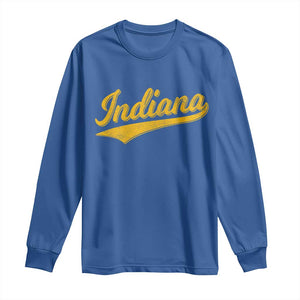Vintage Indiana Retro Yellow Throwback Distressed Long Sleeve Shirt Retro Classic IN State Pride TS02 Royal Blue Print Your Wear