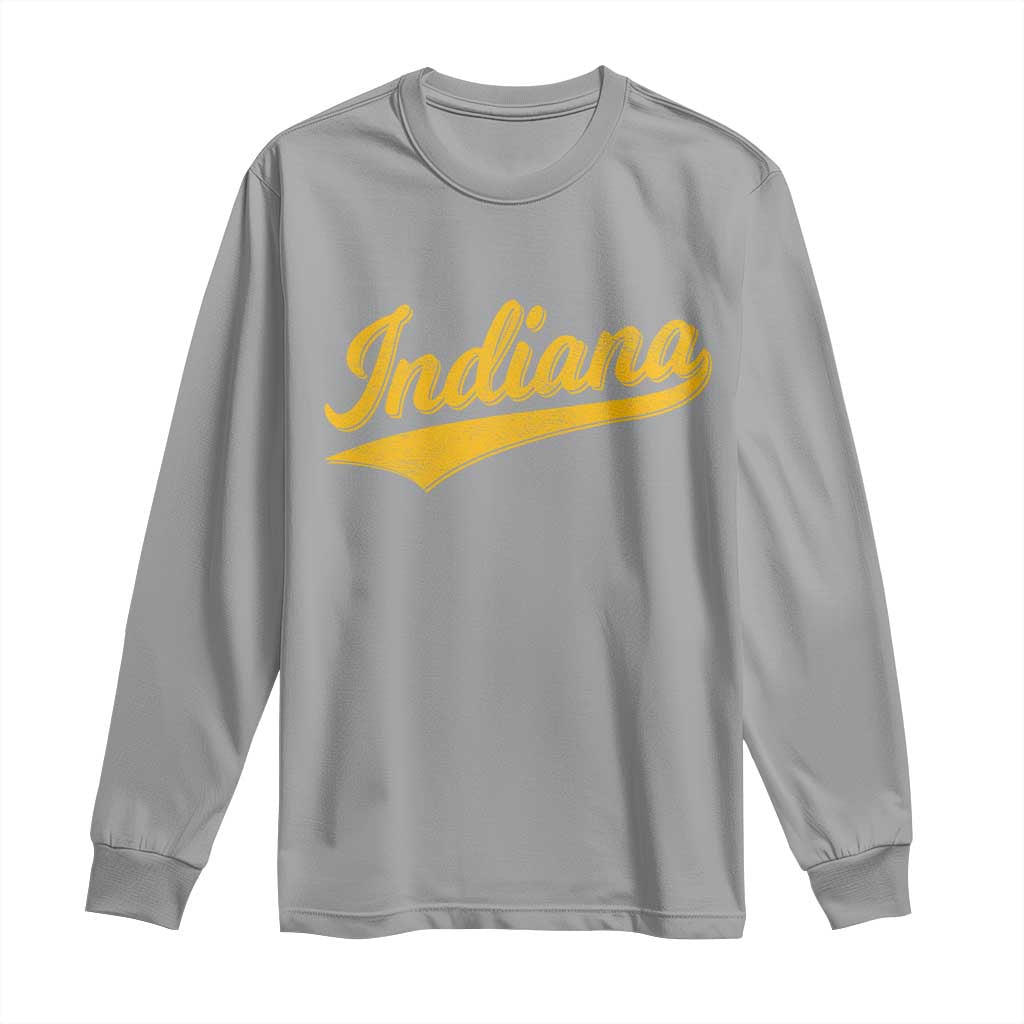 Vintage Indiana Retro Yellow Throwback Distressed Long Sleeve Shirt Retro Classic IN State Pride TS02 Sport Gray Print Your Wear