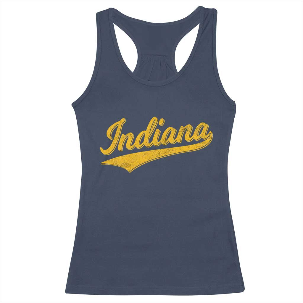 Vintage Indiana Retro Yellow Throwback Distressed Racerback Tank Top Retro Classic IN State Pride TS02 Navy Print Your Wear