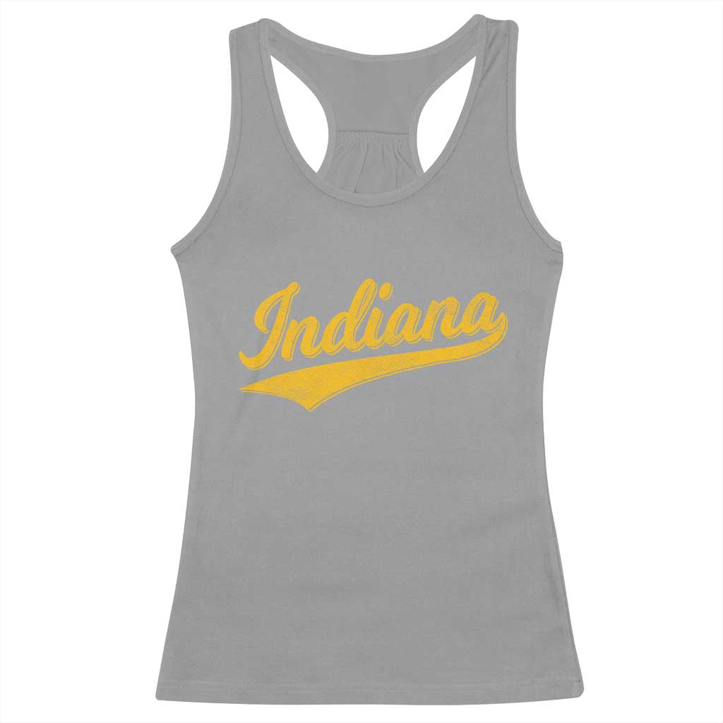 Vintage Indiana Retro Yellow Throwback Distressed Racerback Tank Top Retro Classic IN State Pride TS02 Sport Gray Print Your Wear