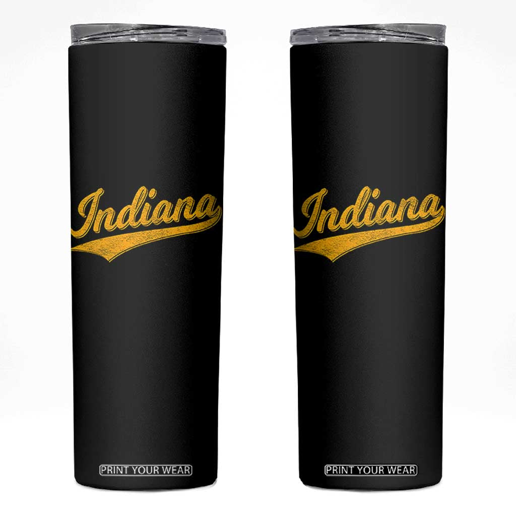Vintage Indiana Retro Yellow Throwback Distressed Skinny Tumbler Retro Classic IN State Pride TS02 Black Print Your Wear
