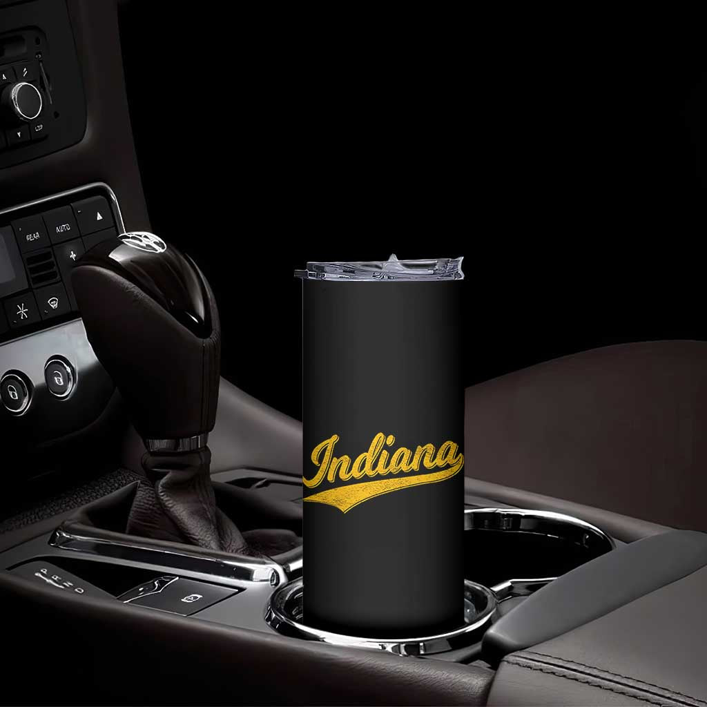 Vintage Indiana Retro Yellow Throwback Distressed Skinny Tumbler Retro Classic IN State Pride TS02 Print Your Wear