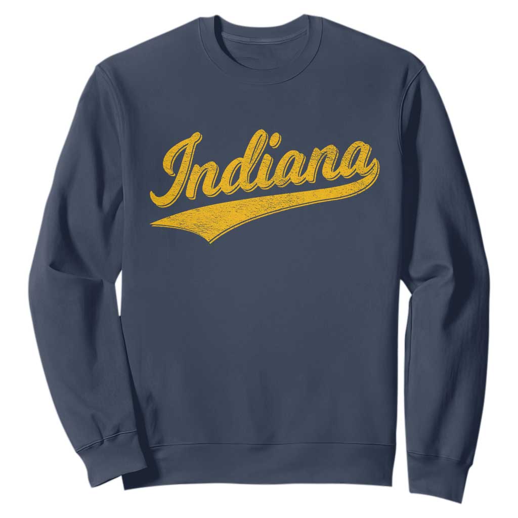 Vintage Indiana Retro Yellow Throwback Distressed Sweatshirt Retro Classic IN State Pride TS02 Navy Print Your Wear