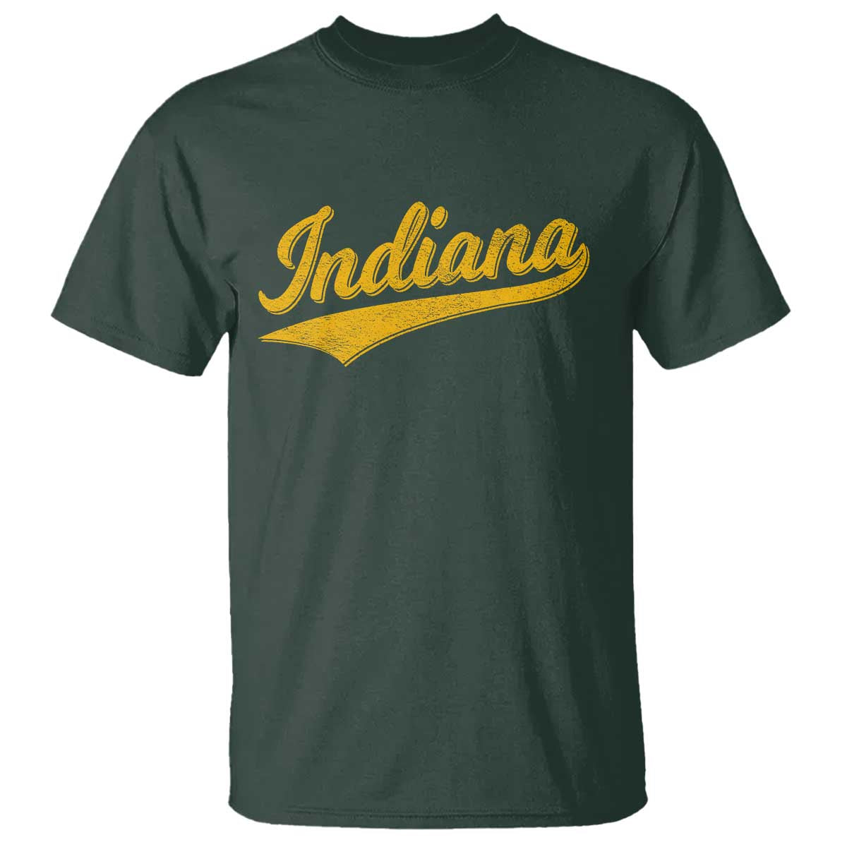 Vintage Indiana Retro Yellow Throwback Distressed T Shirt Retro Classic IN State Pride TS02 Dark Forest Green Print Your Wear