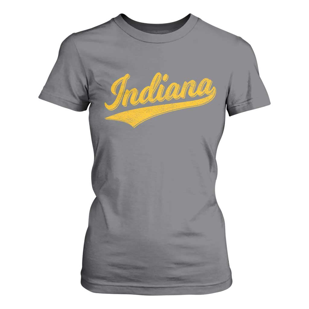 Vintage Indiana Retro Yellow Throwback Distressed T Shirt For Women Retro Classic IN State Pride TS02 Charcoal Print Your Wear