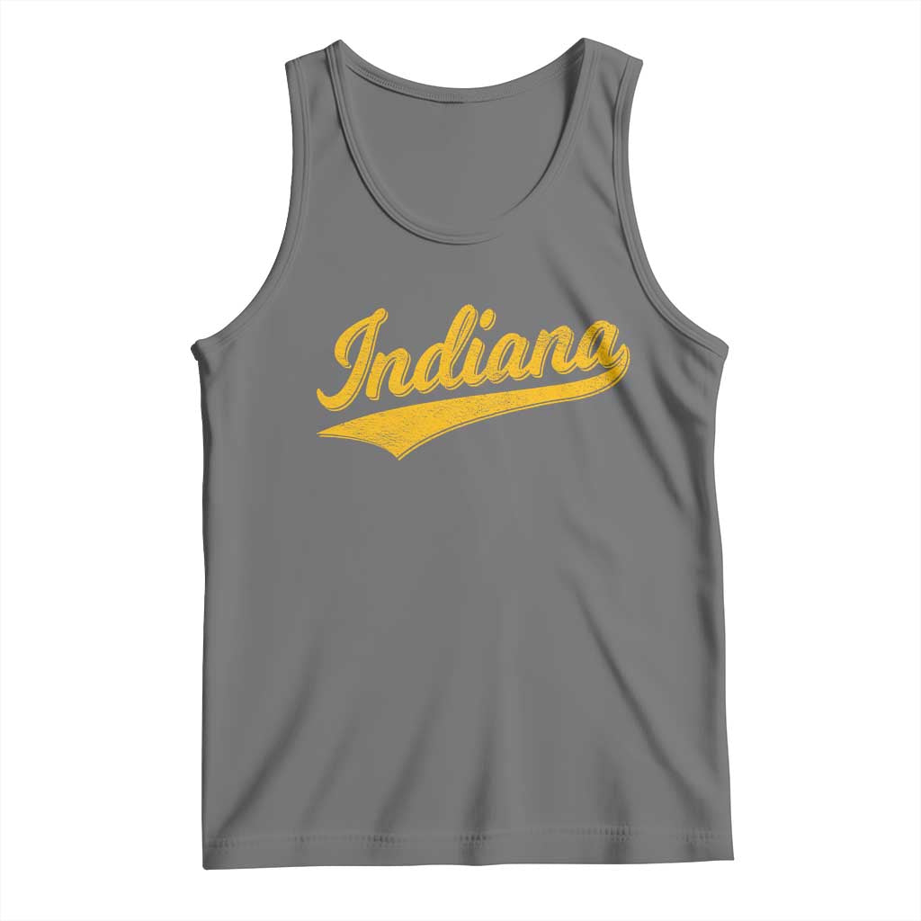 Vintage Indiana Retro Yellow Throwback Distressed Tank Top Retro Classic IN State Pride TS02 Black Heather Print Your Wear
