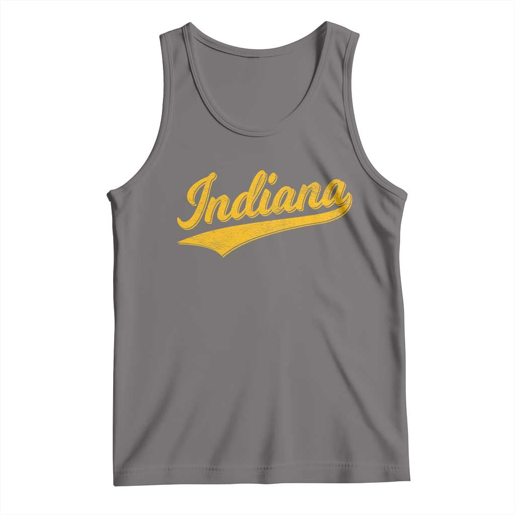 Vintage Indiana Retro Yellow Throwback Distressed Tank Top Retro Classic IN State Pride TS02 Deep Heather Print Your Wear