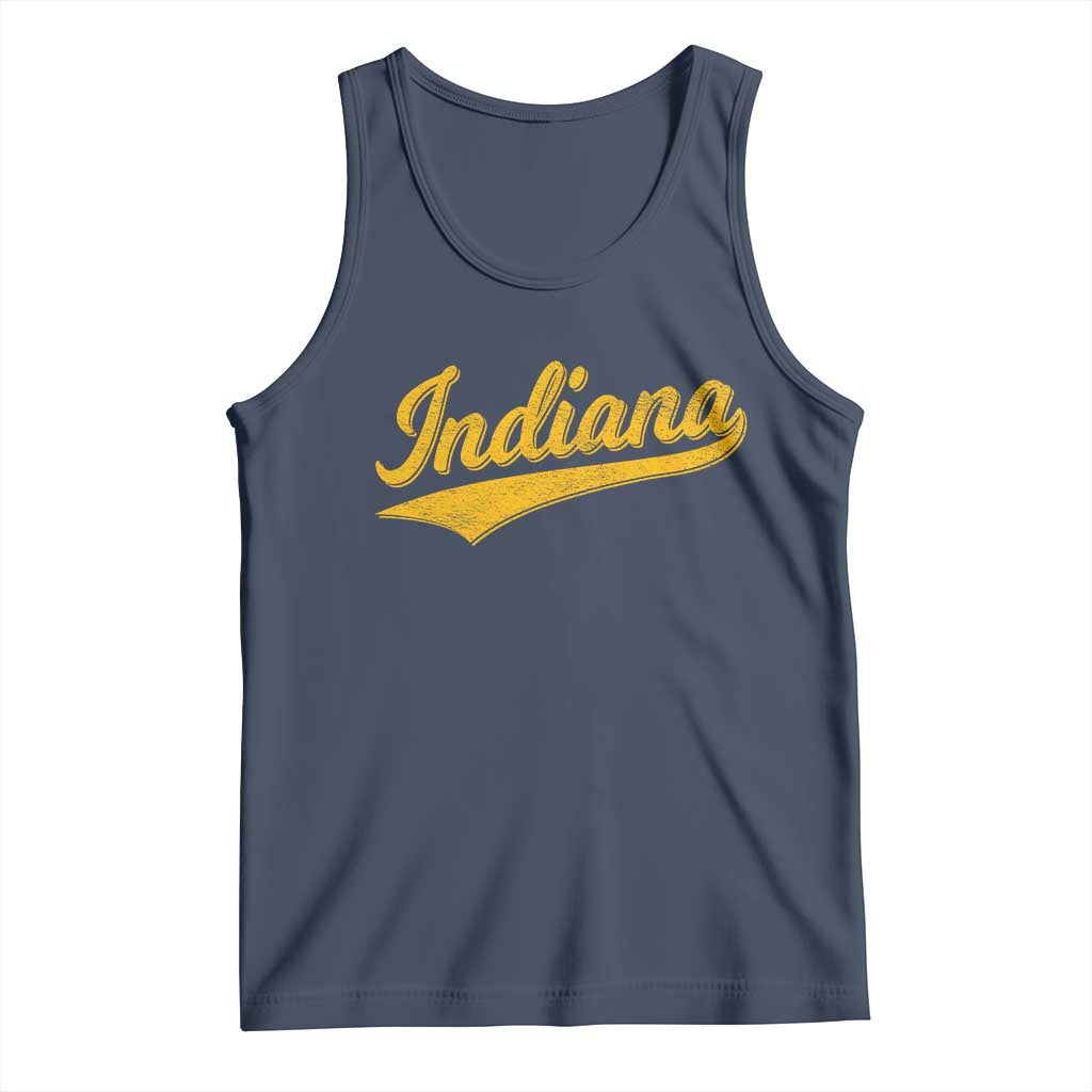 Vintage Indiana Retro Yellow Throwback Distressed Tank Top Retro Classic IN State Pride TS02 Navy Print Your Wear