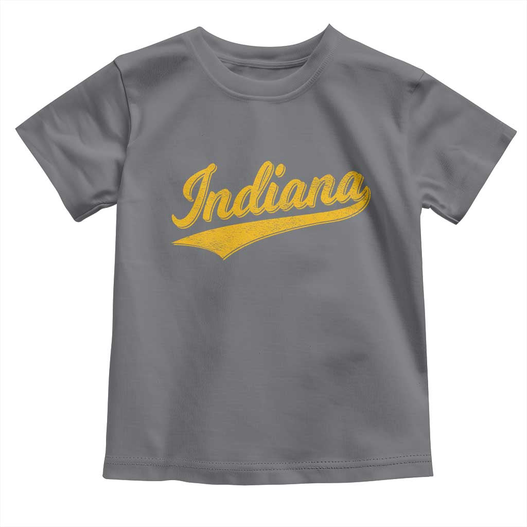 Vintage Indiana Retro Yellow Throwback Distressed Toddler T Shirt Retro Classic IN State Pride TS02 Charcoal Print Your Wear
