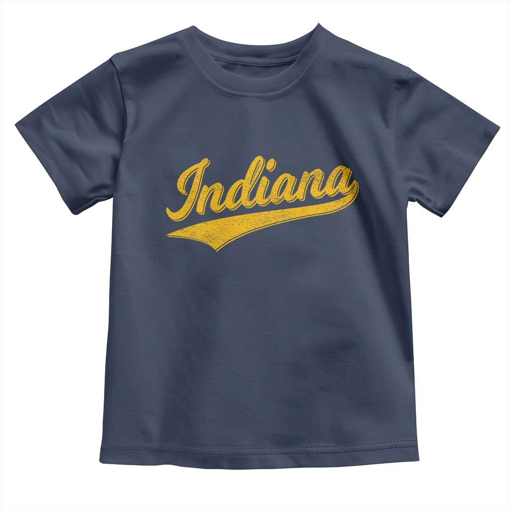 Vintage Indiana Retro Yellow Throwback Distressed Toddler T Shirt Retro Classic IN State Pride TS02 Navy Print Your Wear