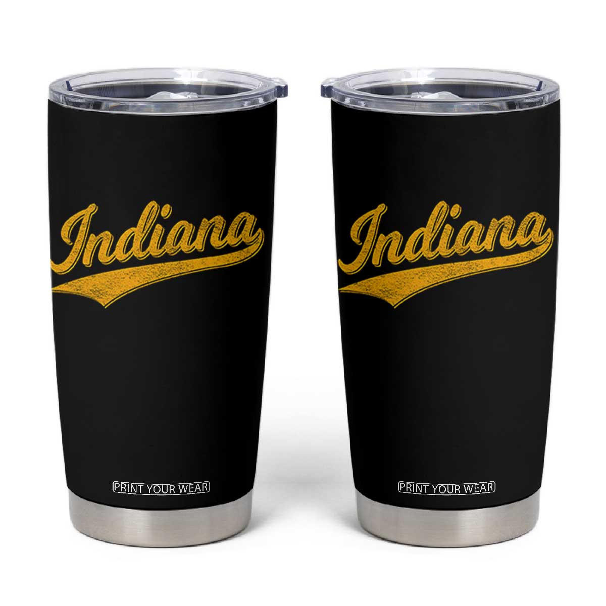 Vintage Indiana Retro Yellow Throwback Distressed Tumbler Cup Retro Classic IN State Pride TS02 Black Print Your Wear