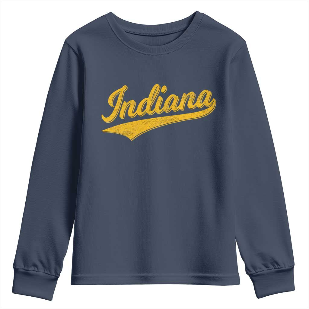 Vintage Indiana Retro Yellow Throwback Distressed Youth Sweatshirt Retro Classic IN State Pride TS02 Navy Print Your Wear