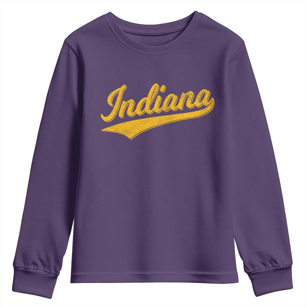 Vintage Indiana Retro Yellow Throwback Distressed Youth Sweatshirt Retro Classic IN State Pride TS02 Purple Print Your Wear
