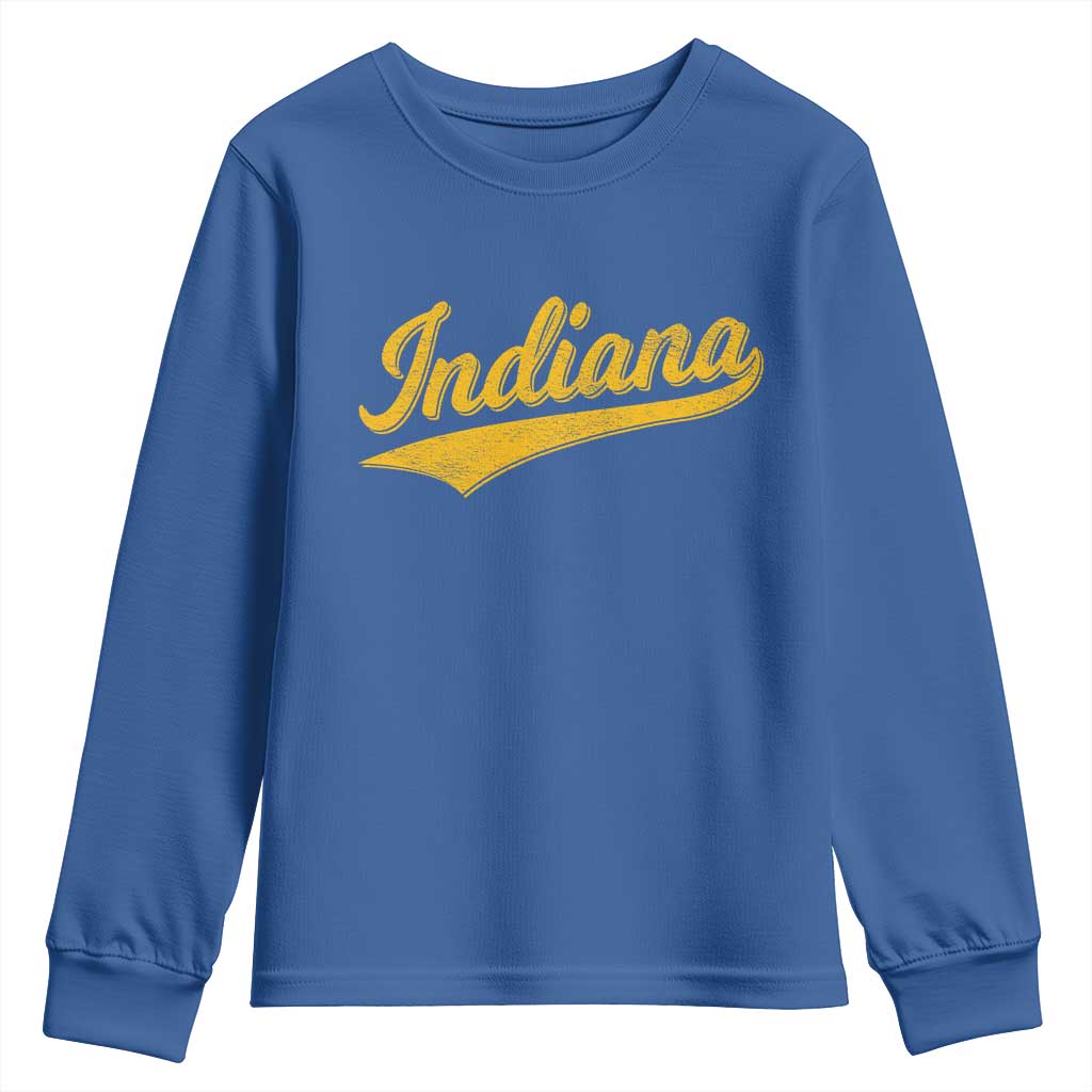 Vintage Indiana Retro Yellow Throwback Distressed Youth Sweatshirt Retro Classic IN State Pride TS02 Royal Blue Print Your Wear