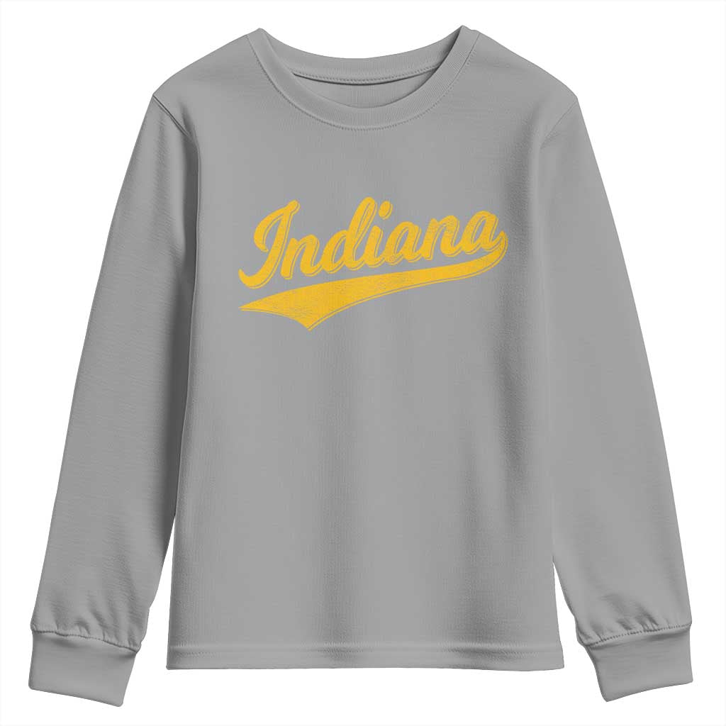 Vintage Indiana Retro Yellow Throwback Distressed Youth Sweatshirt Retro Classic IN State Pride TS02 Sport Gray Print Your Wear
