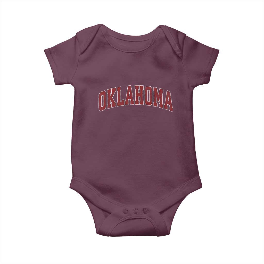 Vintage OKLAHOMA OK Baby Onesie Retro Throwback Design Classic Athletic Sports TS02 Maroon Print Your Wear