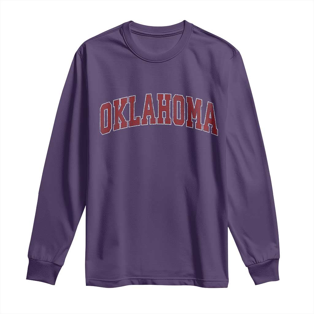 Vintage OKLAHOMA OK Long Sleeve Shirt Retro Throwback Design Classic Athletic Sports TS02 Purple Print Your Wear