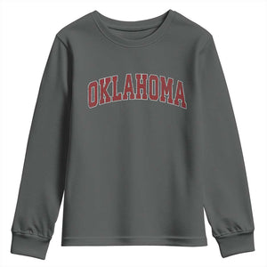 Vintage OKLAHOMA OK Youth Sweatshirt Retro Throwback Design Classic Athletic Sports TS02 Dark Heather Print Your Wear