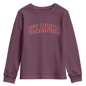 Vintage OKLAHOMA OK Youth Sweatshirt Retro Throwback Design Classic Athletic Sports TS02 Maroon Print Your Wear