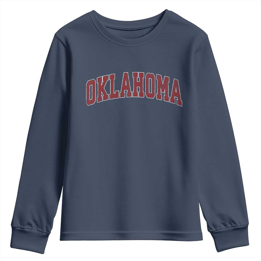 Vintage OKLAHOMA OK Youth Sweatshirt Retro Throwback Design Classic Athletic Sports TS02 Navy Print Your Wear