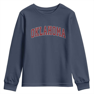 Vintage OKLAHOMA OK Youth Sweatshirt Retro Throwback Design Classic Athletic Sports TS02 Navy Print Your Wear