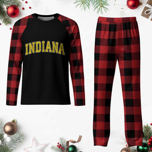 Vintage Indiana IN Plaid Pajama Set Retro Throwback Design Classic Yellow Athletic Sports TS02 Buffalo Plaid Print Your Wear