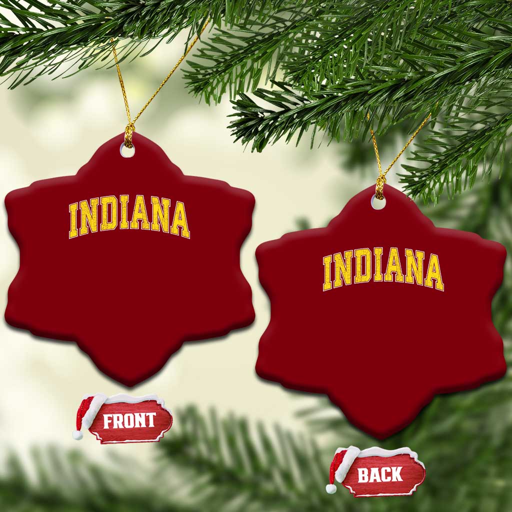 Vintage Indiana IN Ceramic Ornament Retro Throwback Design Classic Yellow Athletic Sports TS02 Print Your Wear